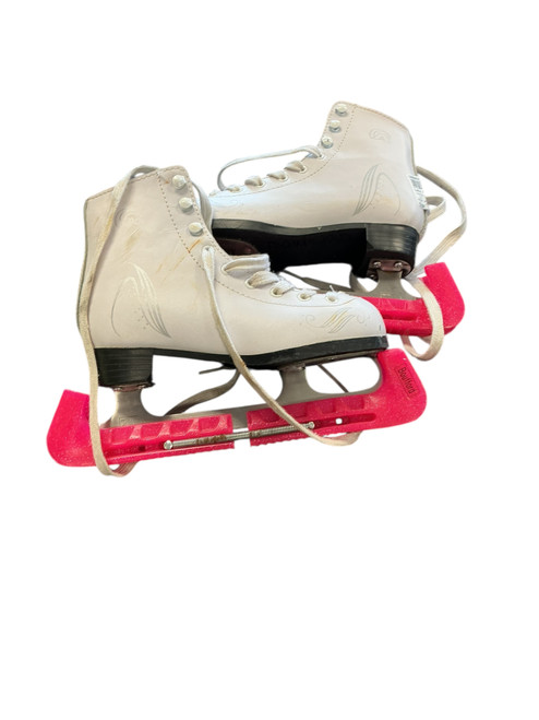 Vist Large View of Product Image Which is Used Lake Placid ADJUSTABLE SKATES Girls Figure Skate White Youth 13.0