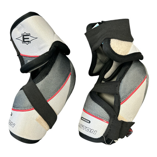 Vist Large View of Product Image Which is Used Easton Junior Elbow Pads White/Grey MD