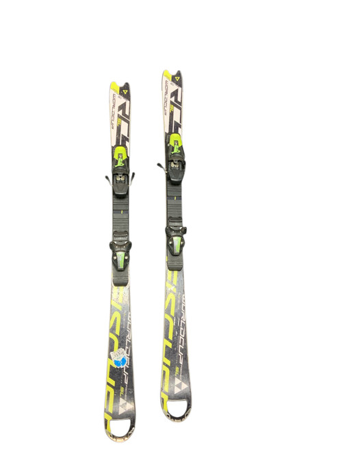 Vist Large View of Product Image Which is Used Fischer RCY SL Boys DH Ski/Binding White/Black/Yellow 135 cm