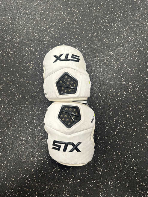 Vist Large View of Product Image Which is Used STX CELL IV ARM PADS Lacrosse Arm Pads/Guards White LG