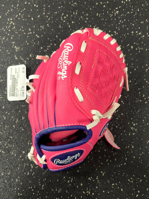 Vist Large View of Product Image Which is Used Rawlings PL90PPW BB/SB Glove RH Throw Pink 9"