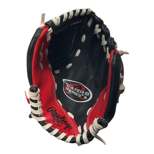 Vist Large View of Product Image Which is Used Rawlings PLAYER SERIES BB/SB Glove RH Throw Black 9"