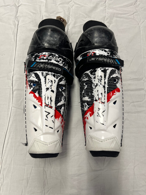 Vist Large View of Product Image Which is Used CCM JETSPEED FT680 SHINS Junior Shin Guards Black 11"