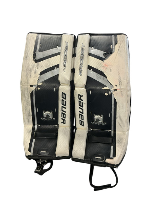 Vist Large View of Product Image Which is Used Bauer PRODIGY Goalie Leg Pads Junior White 22"
