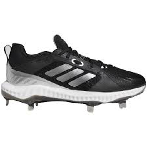 Vist Large View of Product Image Which is New Adidas Pure Hustle Womens 7.5 Black and White Metal Softball Cleats