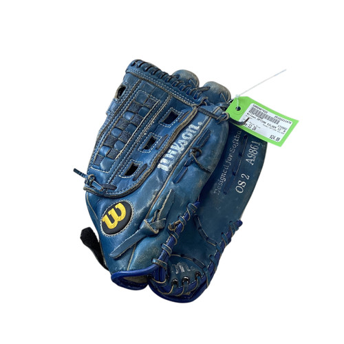 Used Wilson OPTIMA SILVER BB/SB Glove RH Throw Royal Blue 13" 11479-S000407420 Vist Large View of Product Image Which is Used Wilson OPTIMA SILVER BB/SB Glove RH Throw Royal Blue 13"