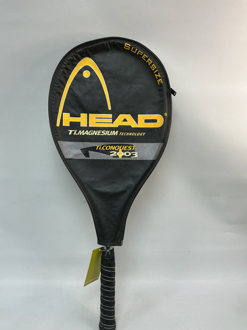 Vist Large View of Product Image Which is Used Head CONQUEST Adult Tennis Racquet White 4 5/8"