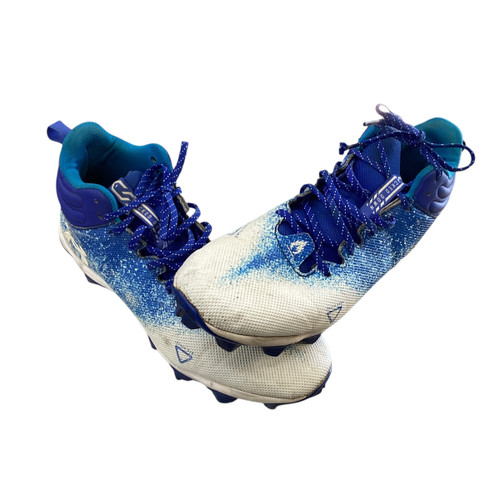 Vist Large View of Product Image Which is Used Under Armour Adult FB Cleats Royal Blue And White Senior 15