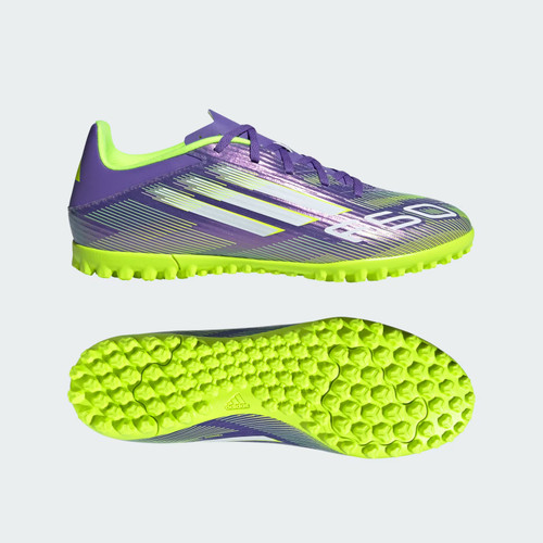 New ADIDAS F50 CLUB TURF-8 PUR/YLW/WHT 11147-ADIJI0026-080 Vist Large View of Product Image Which is New ADIDAS F50 CLUB TURF-8 PUR/YLW/WHT