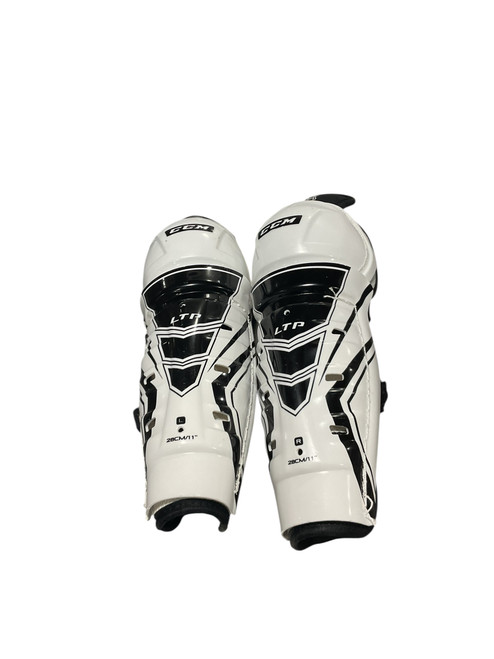 Vist Large View of Product Image Which is Used CCM LTP Intermediate Shin Guards White 11"