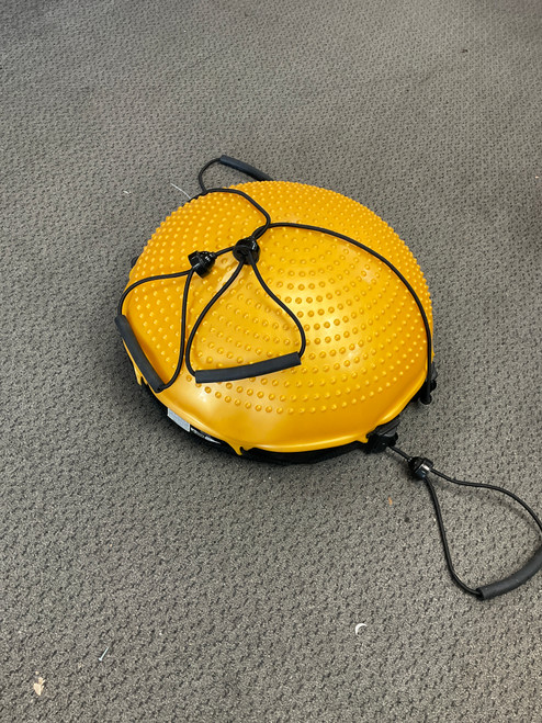 Used BODY DOME BOSU BALL W/RESIST BANDS Balance Board Gold 10874-S000261165 Vist Large View of Product Image Which is Used BODY DOME BOSU BALL W/RESIST BANDS Balance Board Gold
