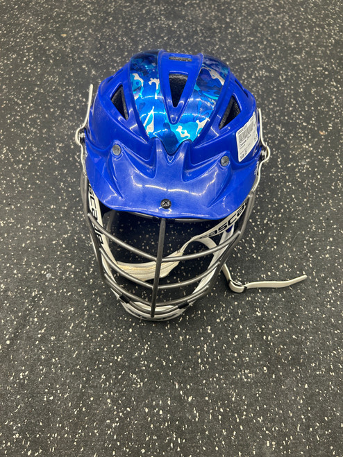 Vist Large View of Product Image Which is Used Cascade CPXR Lacrosse Helmet Royal Blue One Size
