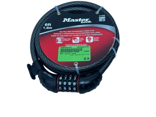 New MASTER LOCK 8122D 6' Combination Bike Lock 11731-S000150151 Vist Large View of Product Image Which is New MASTER LOCK 8122D 6' Combination Bike Lock
