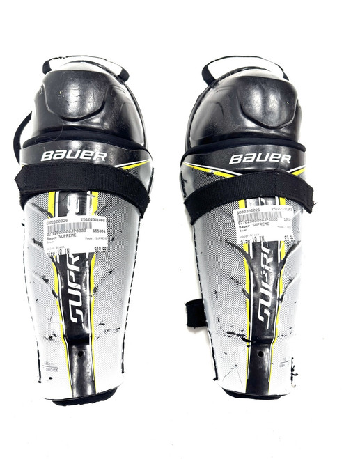 Vist Large View of Product Image Which is Used Bauer SUPREME Junior Shin Guards Black 10"