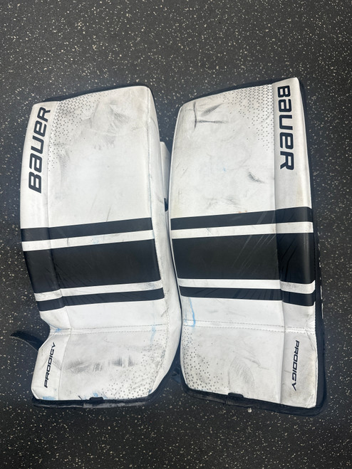 Used Bauer PRODIGY Goalie Leg Pads Youth White 22" 10558-S000243708 Vist Large View of Product Image Which is Used Bauer PRODIGY Goalie Leg Pads Youth White 22"