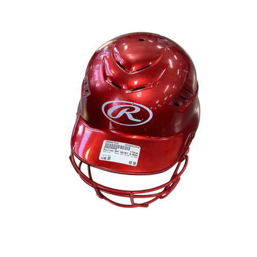 Vist Large View of Product Image Which is Used Rawlings BAT HELMET W/MASK Batting Helmet w/Mask Red SM