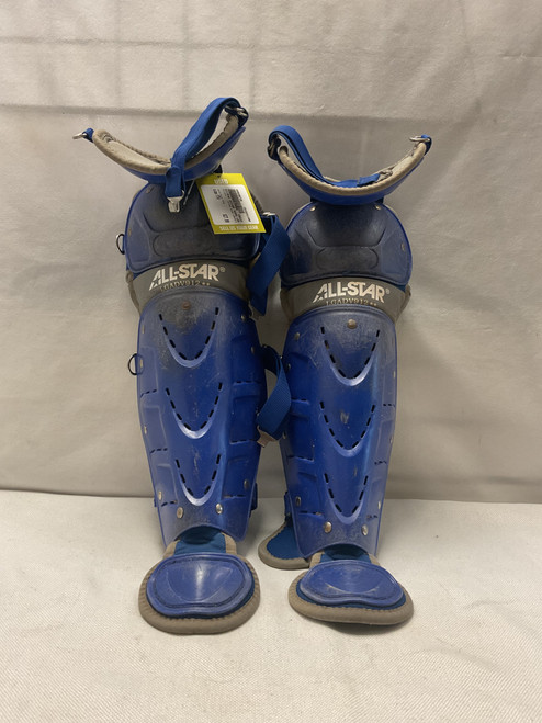 Vist Large View of Product Image Which is Used All-Star CATCHER SHINS LGADV912 Catchers Leg Guards Royal Blue Youth