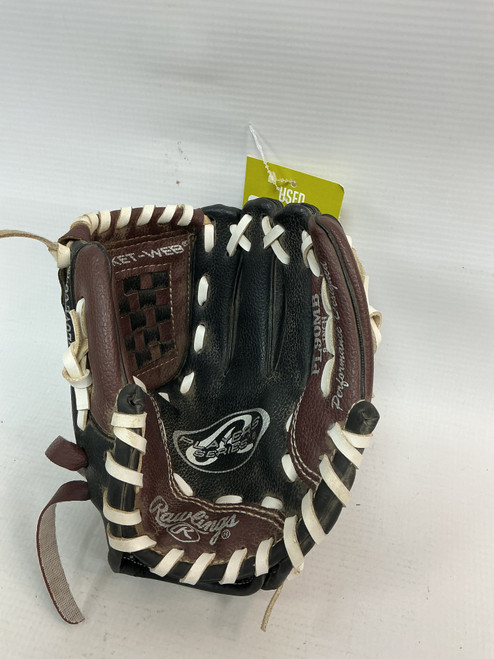 Vist Large View of Product Image Which is Used Rawlings YOUTH PL90MB BB/SB Glove RH Throw Brown 9"