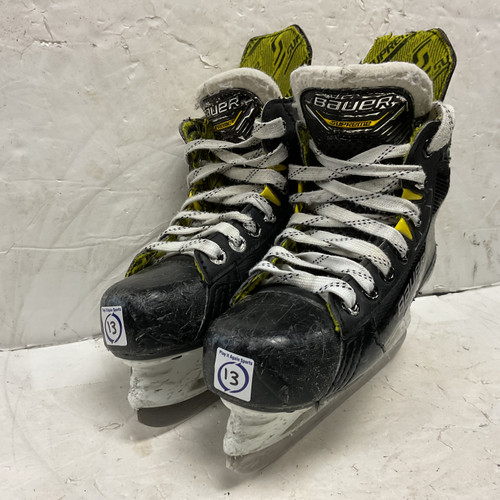 Vist Large View of Product Image Which is Used Bauer SUPREME M4 Youth Hockey Skate White/Black/Yellow Youth 13.0