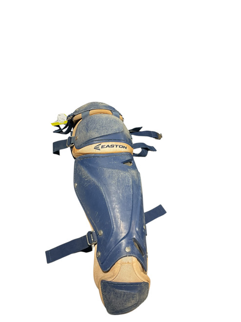 Vist Large View of Product Image Which is Used Easton BLUE SHIN GUARDS 9-12 Catchers Leg Guards Royal Blue Youth