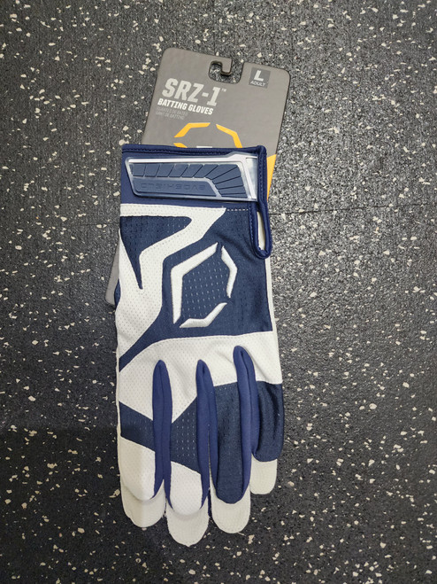 Vist Large View of Product Image Which is New Evoshield SRZ 1 BATTING GLOVE BB/SB Batting Gloves Navy LG