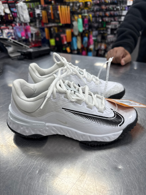 Vist Large View of Product Image Which is New Nike ALPHA HUARACHE ELITE 4 TURF BB/SB Cleats White Senior 7