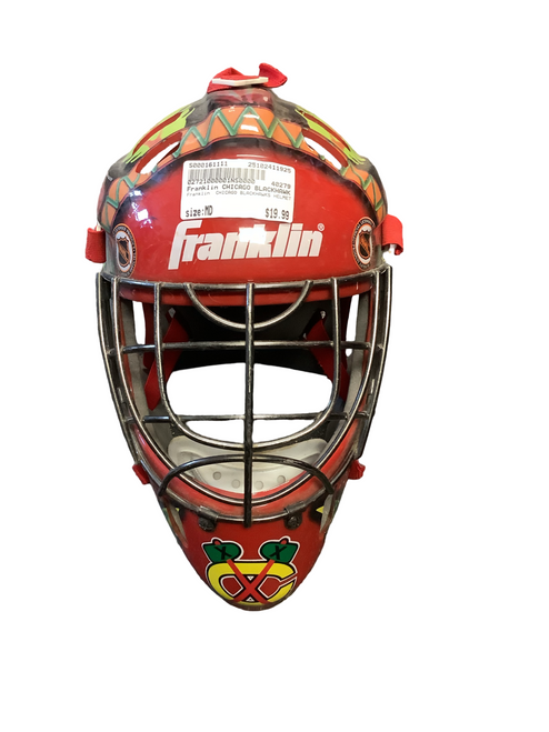Vist Large View of Product Image Which is Used Franklin CHICAGO BLACKHAWKS HELMET Senior Goalie Helmet/Mask None MD