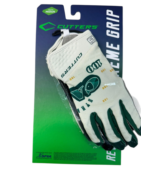 Vist Large View of Product Image Which is Used Cutters REV 5.0 FB Gloves Green And White MD