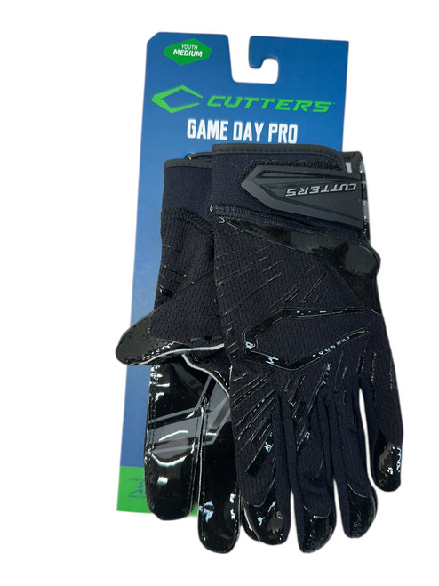 Vist Large View of Product Image Which is Used Cutters GAME DAY PRO FB Gloves Black And White MD