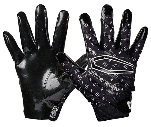 Vist Large View of Product Image Which is New Cutters Lux Rev Pro 6.0 Receiver Football Gloves Adult MD - Black and White