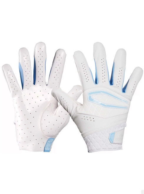 Vist Large View of Product Image Which is New Cutters Rev X Receiver Gloves SM - White and Carolina Blue