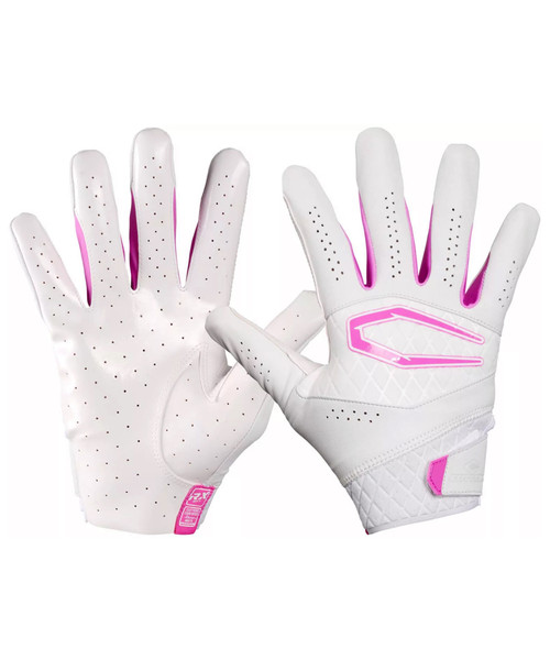 Vist Large View of Product Image Which is New Cutters Rev X Receiver Gloves MD - White and Pink