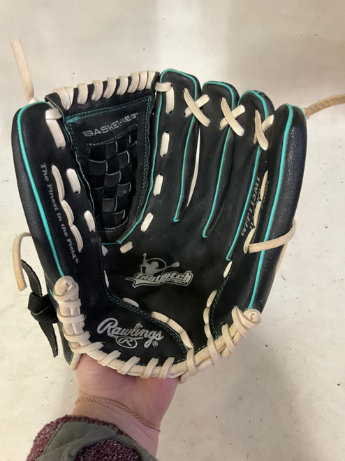 Vist Large View of Product Image Which is Used Rawlings WFP115MT RH Throw Fastpitch Gloves Black 11 1/2"
