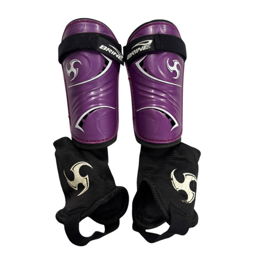 Vist Large View of Product Image Which is Used Brine Soccer Shin Guards Youth Purple LG