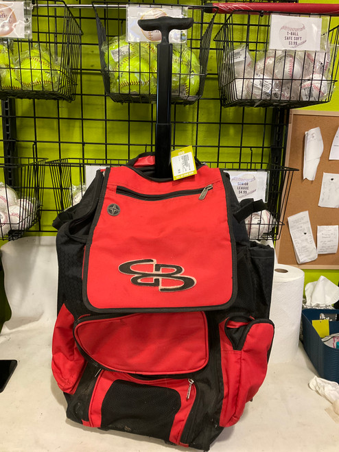 Used BoomBah BOOMBAH BB BAG ROLLER BB/SB Player Wheeled Bag Red 11790-S000050890 Vist Large View of Product Image Which is Used BoomBah BOOMBAH BB BAG ROLLER BB/SB Player Wheeled Bag Red