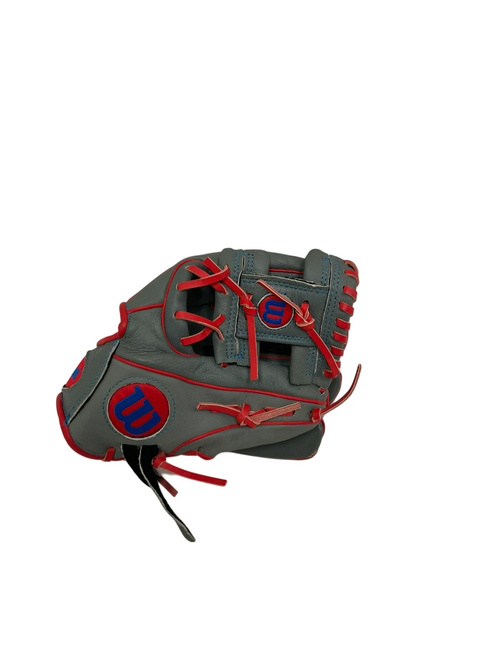 Vist Large View of Product Image Which is Used Wilson A450 10.75" BB/SB Glove RH Throw Grey 