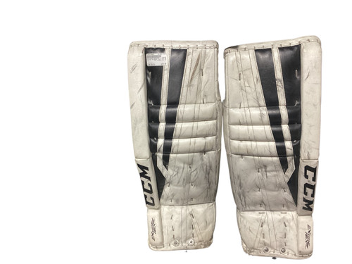Vist Large View of Product Image Which is Used CCM EXTREME FLEX 760 Goalie Leg Pads Senior White 29"