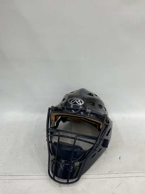 Used Rawlings COOLFLO Catchers Helmet w/Mask Navy Blue MD 11871-S000023780 Vist Large View of Product Image Which is Used Rawlings COOLFLO Catchers Helmet w/Mask Navy Blue MD