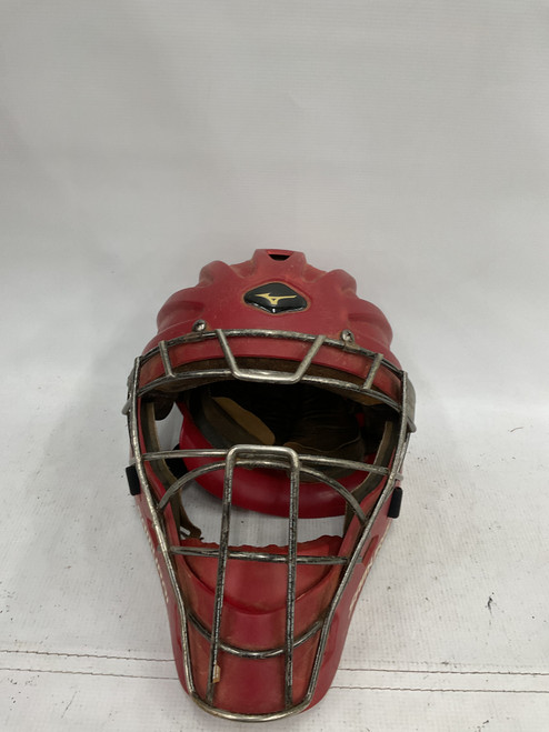 Used Mizuno SAMURAI Catchers Helmet w/Mask Red LG 11871-S000023785 Vist Large View of Product Image Which is Used Mizuno SAMURAI Catchers Helmet w/Mask Red LG