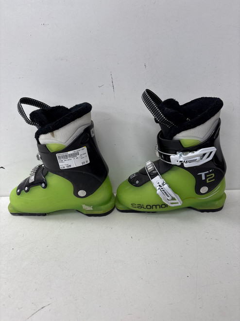 Used Salomon T2 Boys DH Ski Boot Green 180 MP - Y11 11891-S000309359 Vist Large View of Product Image Which is Used Salomon T2 Boys DH Ski Boot Green 180 MP - Y11