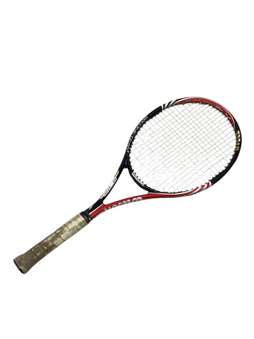 Vist Large View of Product Image Which is Used Wilson BLX SIX.ONE Adult Tennis Racquet Black 4 1/4"