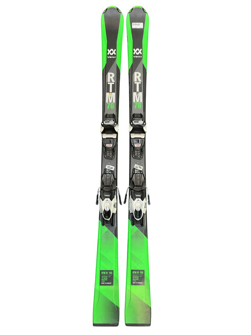 Vist Large View of Product Image Which is Used Volkl RTM 76 154CM Mens DH Ski/Binding Black And Neon Green 154 cm