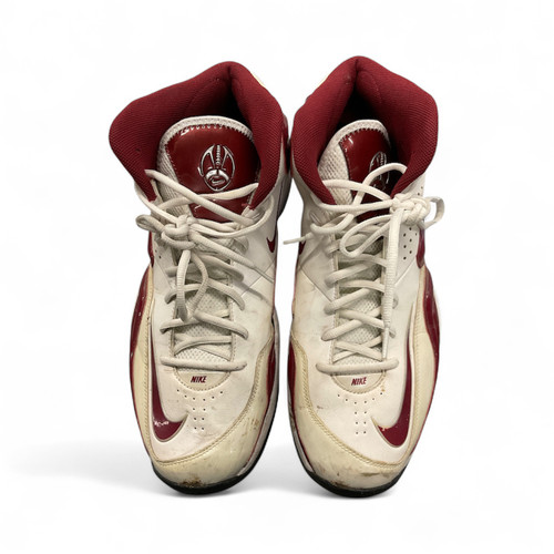 Used Nike Adult FB Cleats White And Maroon Senior 14.5 11143-S000128383 Vist Large View of Product Image Which is Used Nike Adult FB Cleats White And Maroon Senior 14.5