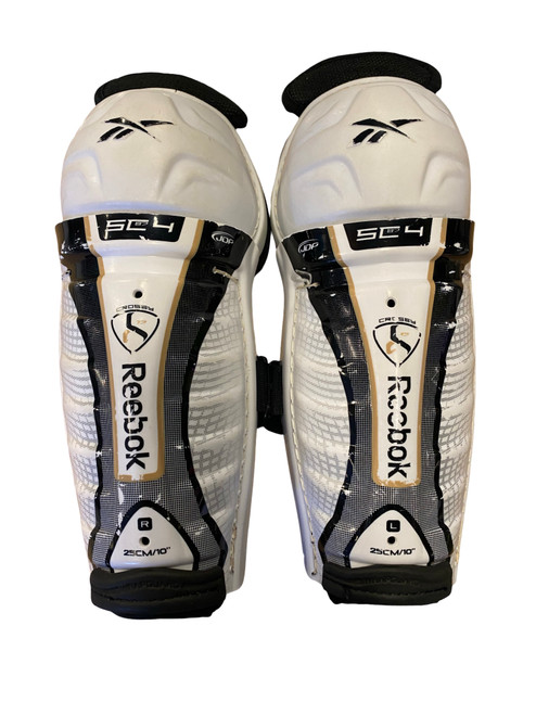 Vist Large View of Product Image Which is Used Reebok SC 4 Junior Shin Guards White 10"