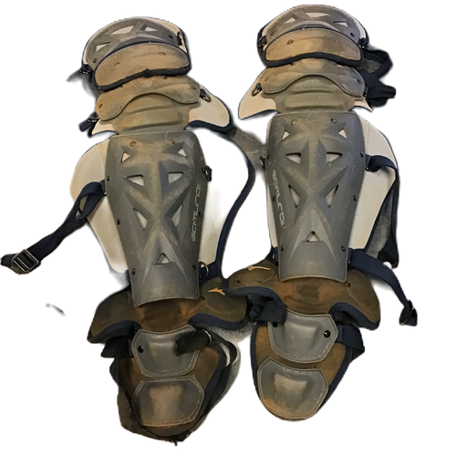 Vist Large View of Product Image Which is Used Mizuno SAMURAI Catchers Leg Guards Grey Adult