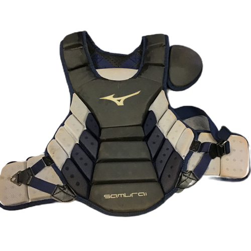 Vist Large View of Product Image Which is Used Mizuno SAMURAI Catchers Chest Protector Grey Adult