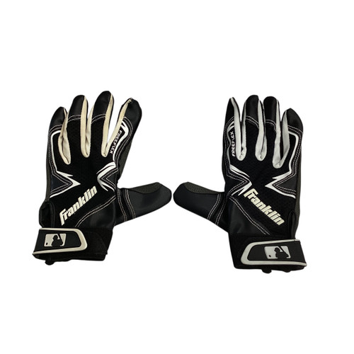 Used Franklin BB/SB Batting Gloves Black MD 11760-S000083680 Vist Large View of Product Image Which is Used Franklin BB/SB Batting Gloves Black MD