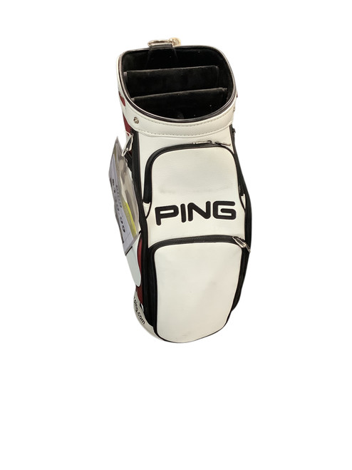 Used Ping STAFF 6 WAY STAFF BAG Mens Cart Bag White 11479-S000407681 Vist Large View of Product Image Which is Used Ping STAFF 6 WAY STAFF BAG Mens Cart Bag White