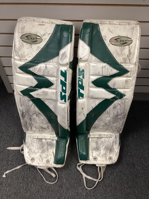Vist Large View of Product Image Which is Used TPS Hockey SUMMIT TPS GOALIE LEG PADS Goalie Leg Pads Inter Green 27"