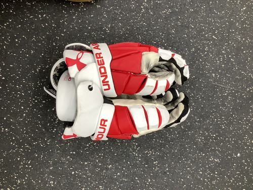 Used Under Armour COMMAND PRO Lacrosse Gloves Mens Red And White LG 11162-S000439431 Vist Large View of Product Image Which is Used Under Armour COMMAND PRO Lacrosse Gloves Mens Red And White LG